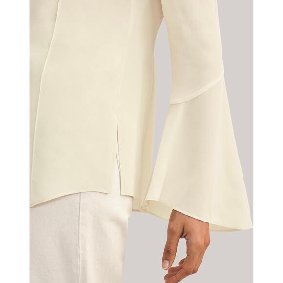 Elegant Cream Button Down Shirt for Women - Picture 3 of 10